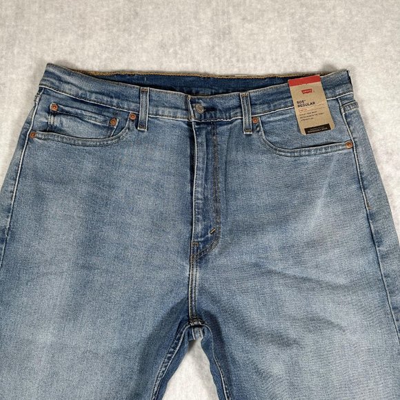 Levi's 505 Men's Jeans Stretch Straight Leg Regular Fit Blue Denim Size W38 L34 - Picture 4 of 14